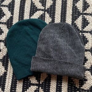 Set of 2 Charlotte Russe Black and Green Beanies